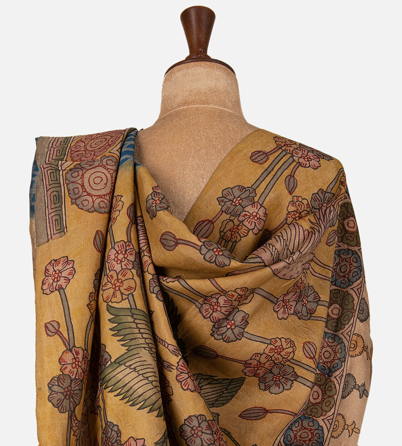 Blue Ikkat Silk with Kalamkari Saree