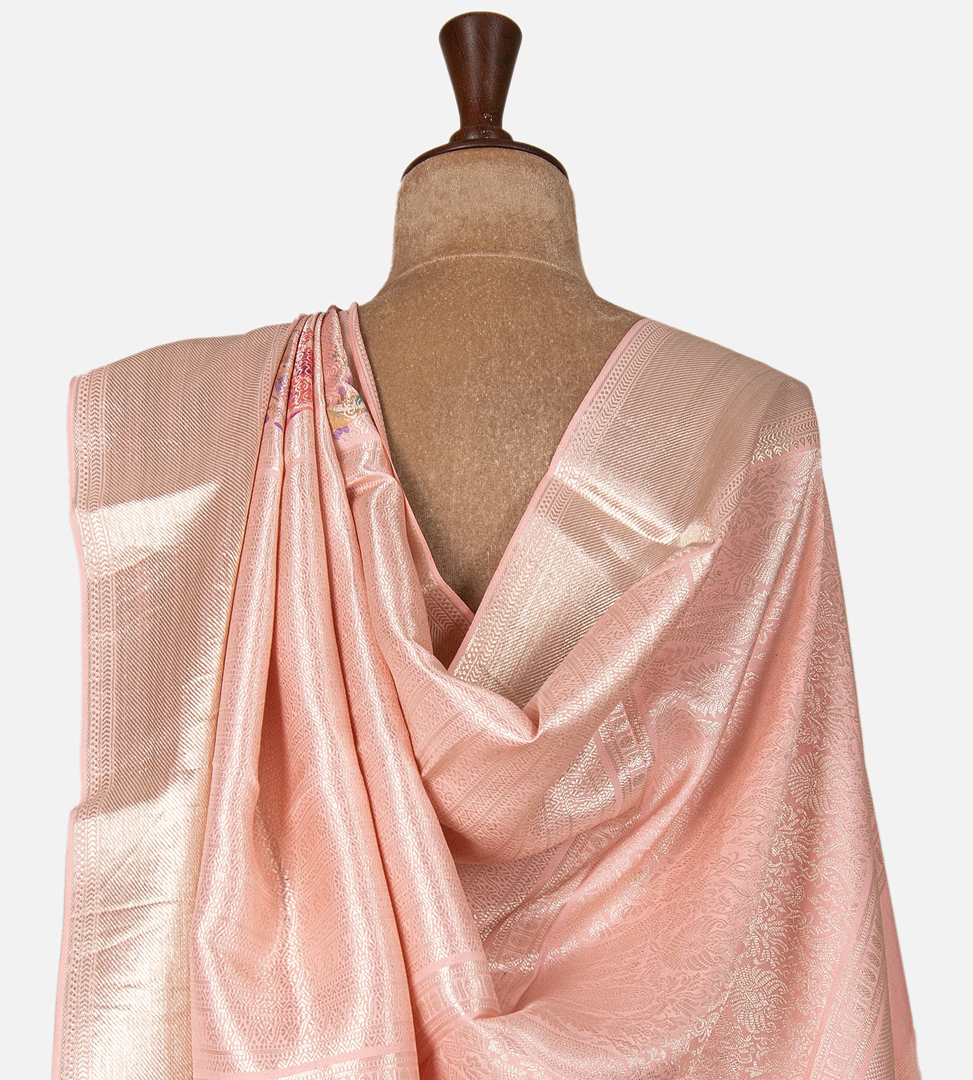 Light Peach Kanchipuram Silk Saree