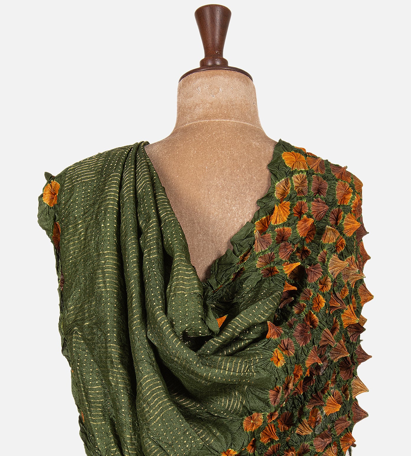 Green Tussar Bandhani Saree