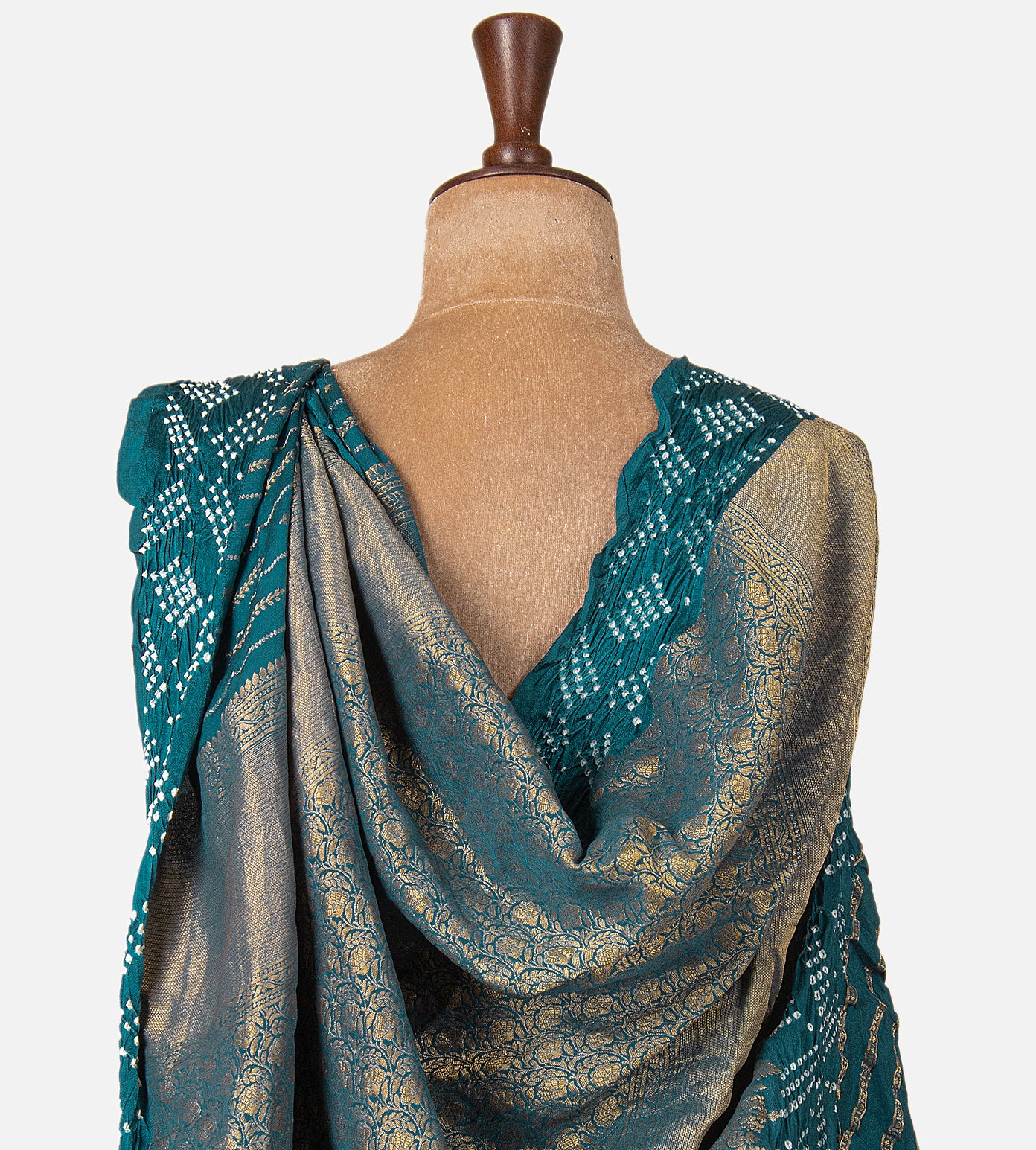 Blue Bandhani Mysore Crepe Saree