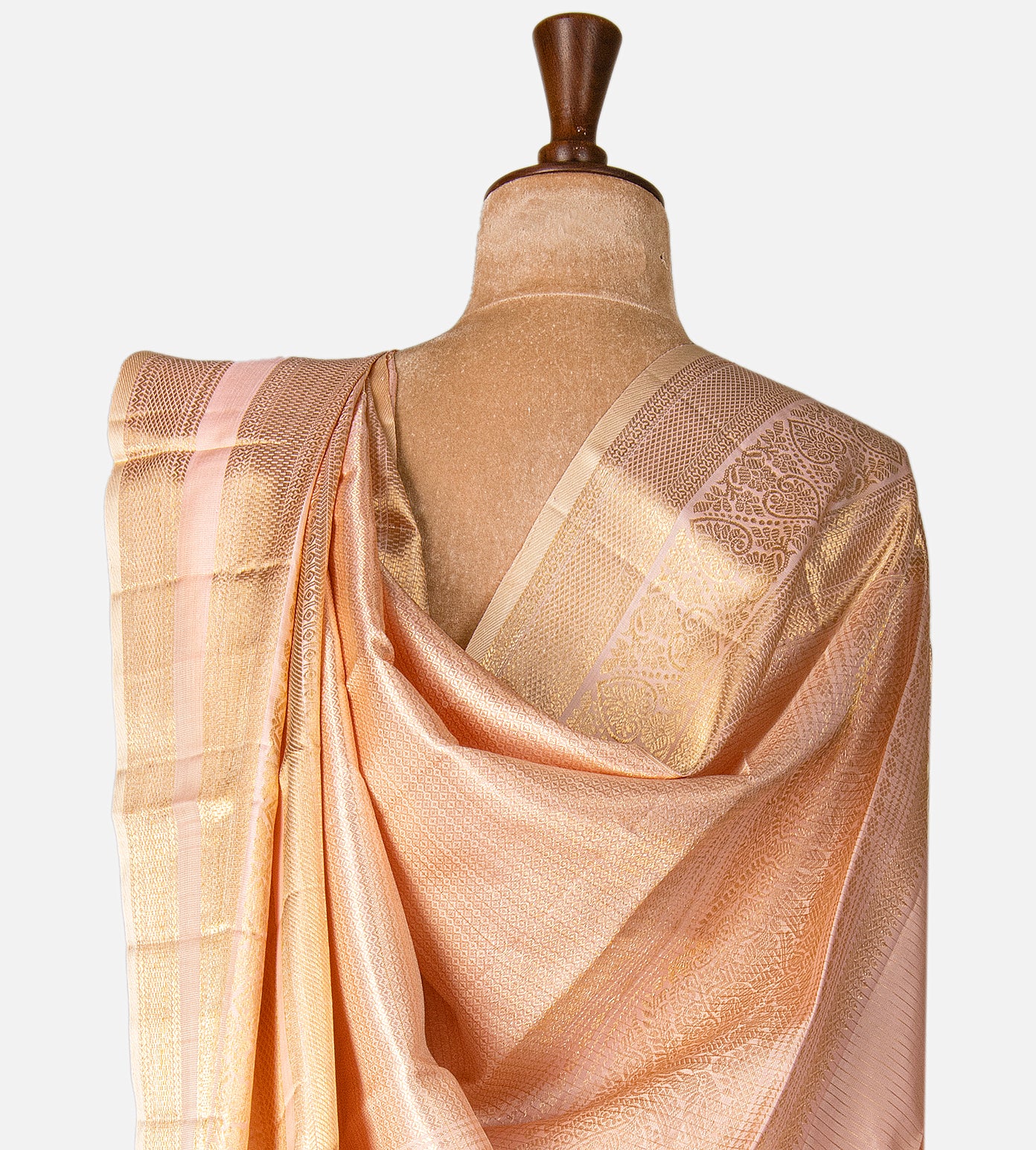 Light Peach Kanchipuram Silk Saree