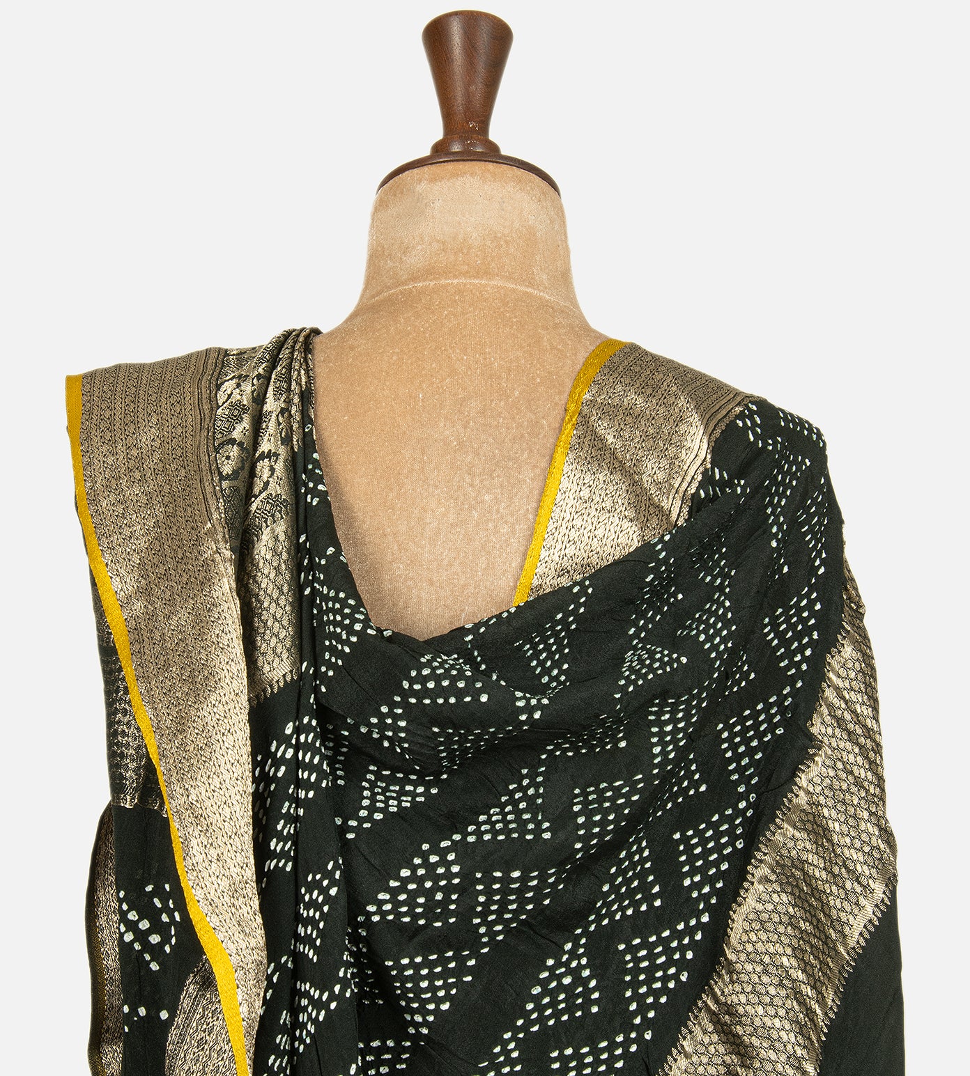 Black Bandhani Banarasi Crepe Saree