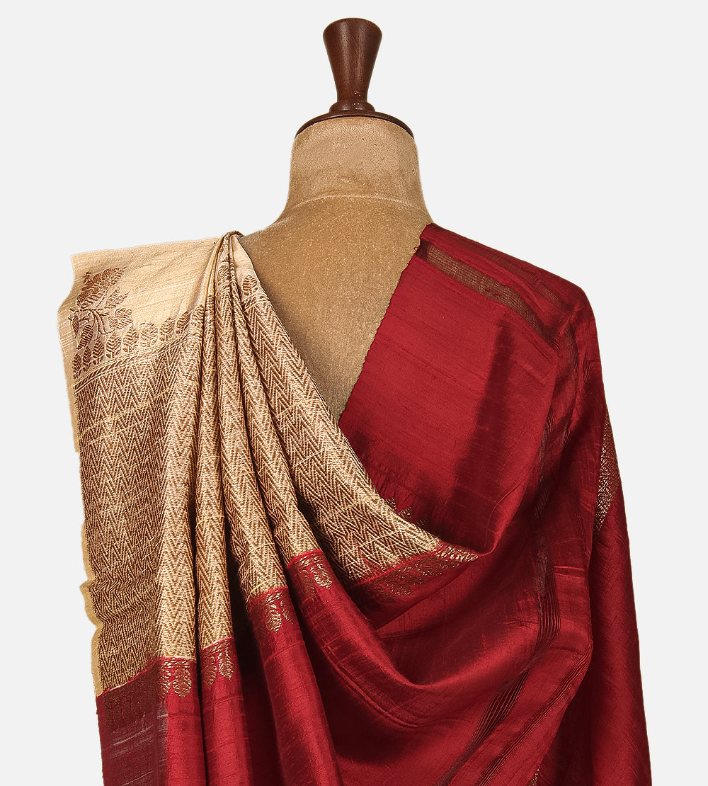 Beige Banarasi Tussar Saree