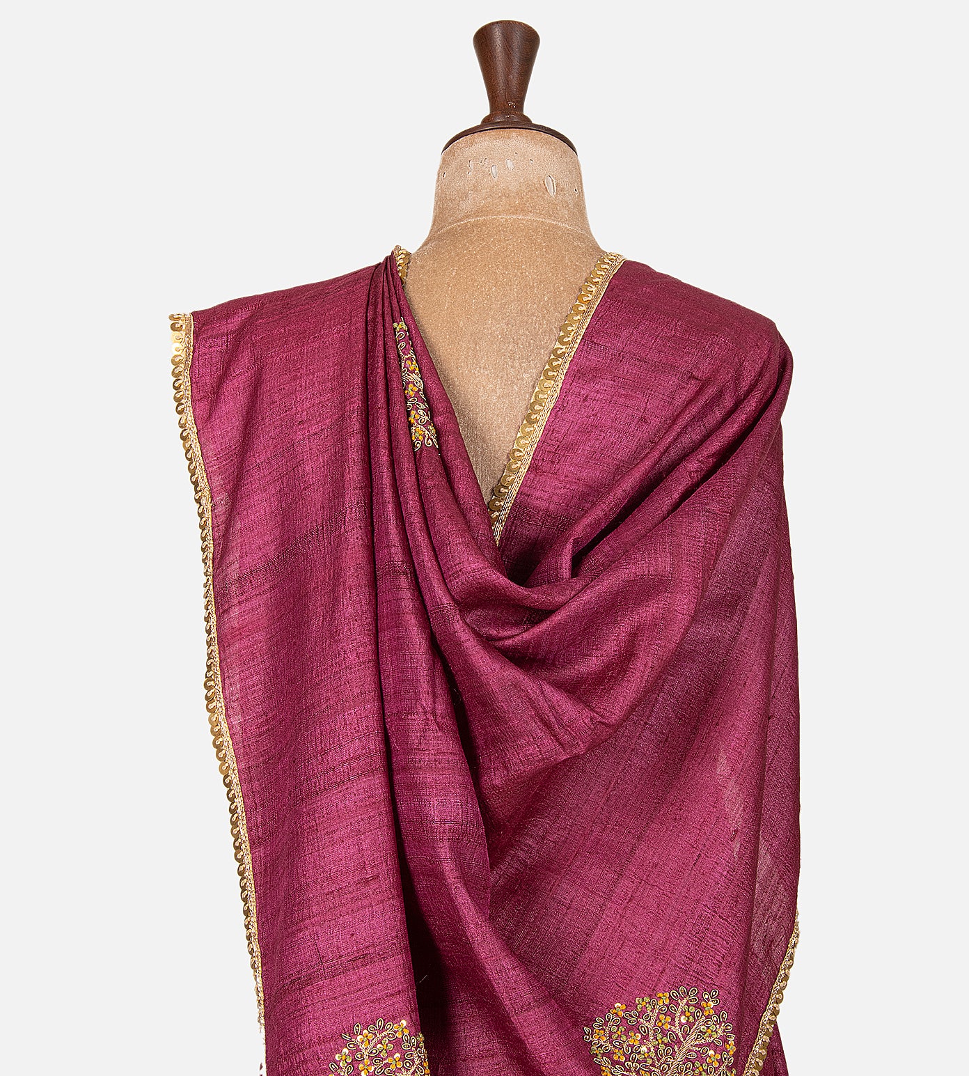 Pink Tussar Zardozi Hand Embroidery Saree