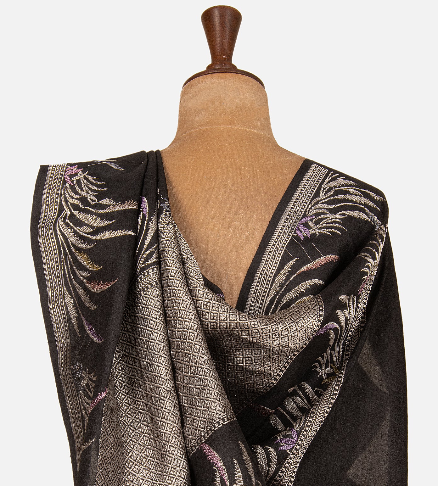 Black Tussar Georgette Saree