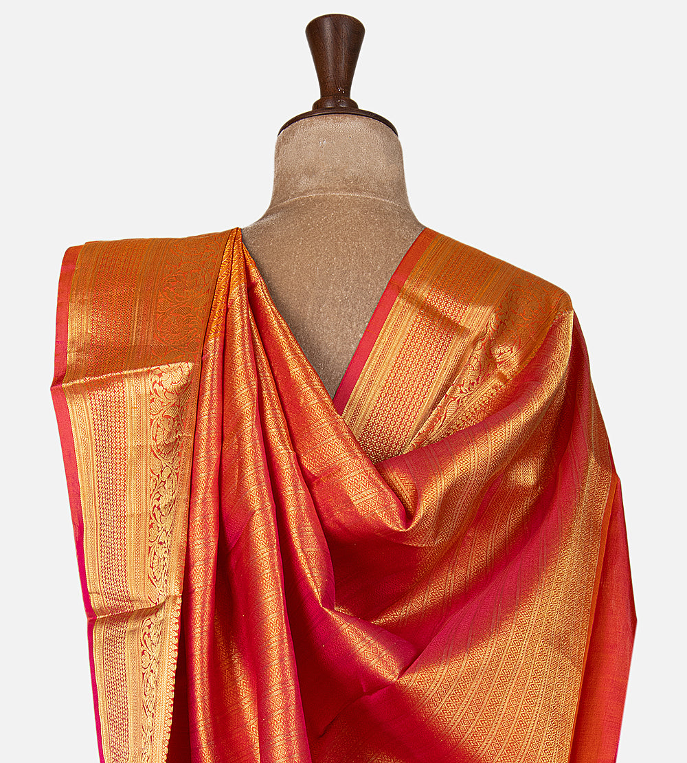 Pinkish Orange Soft Silk Saree