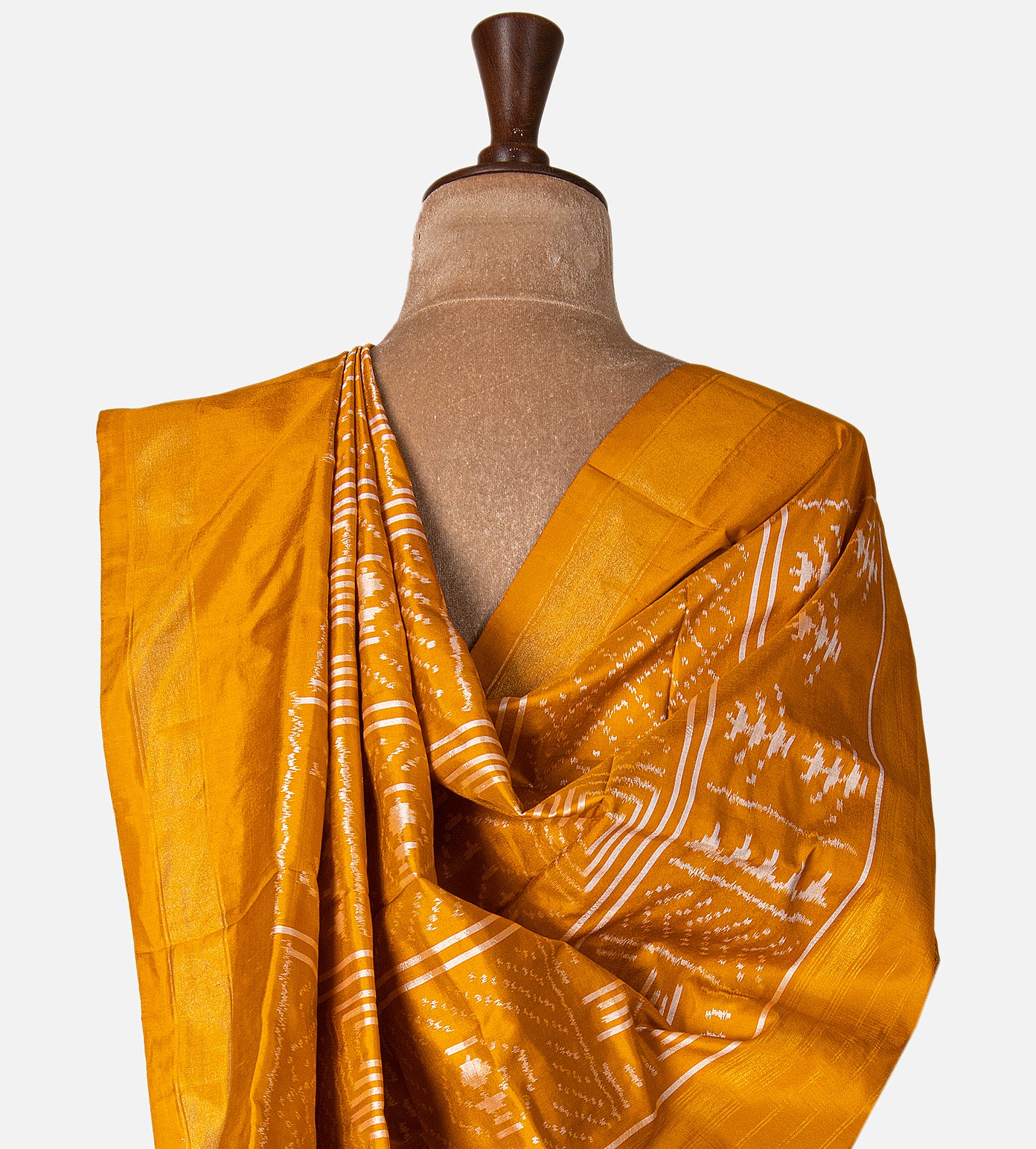 Yellow Ikkat Silk Saree