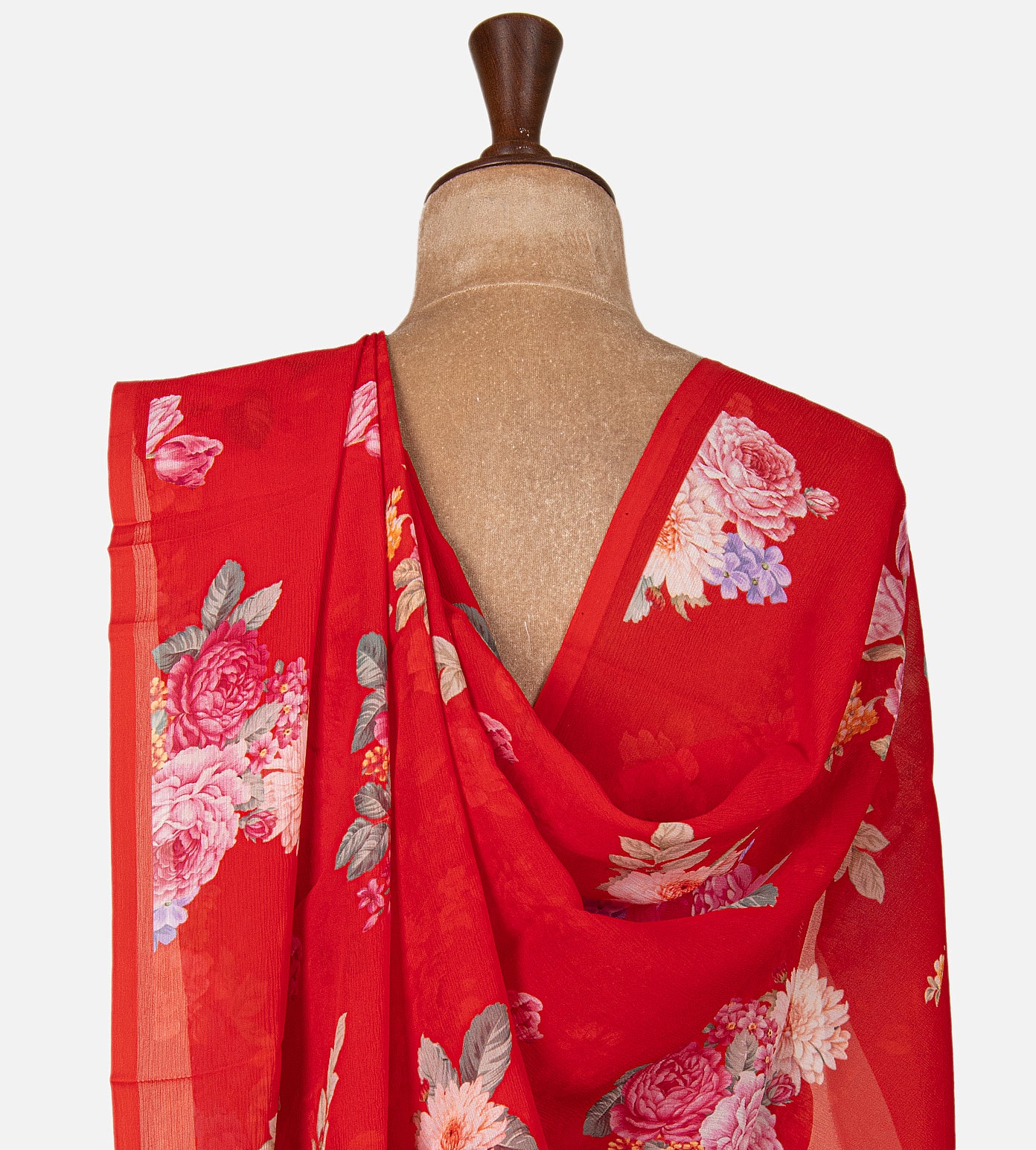 Red Chiffon Saree