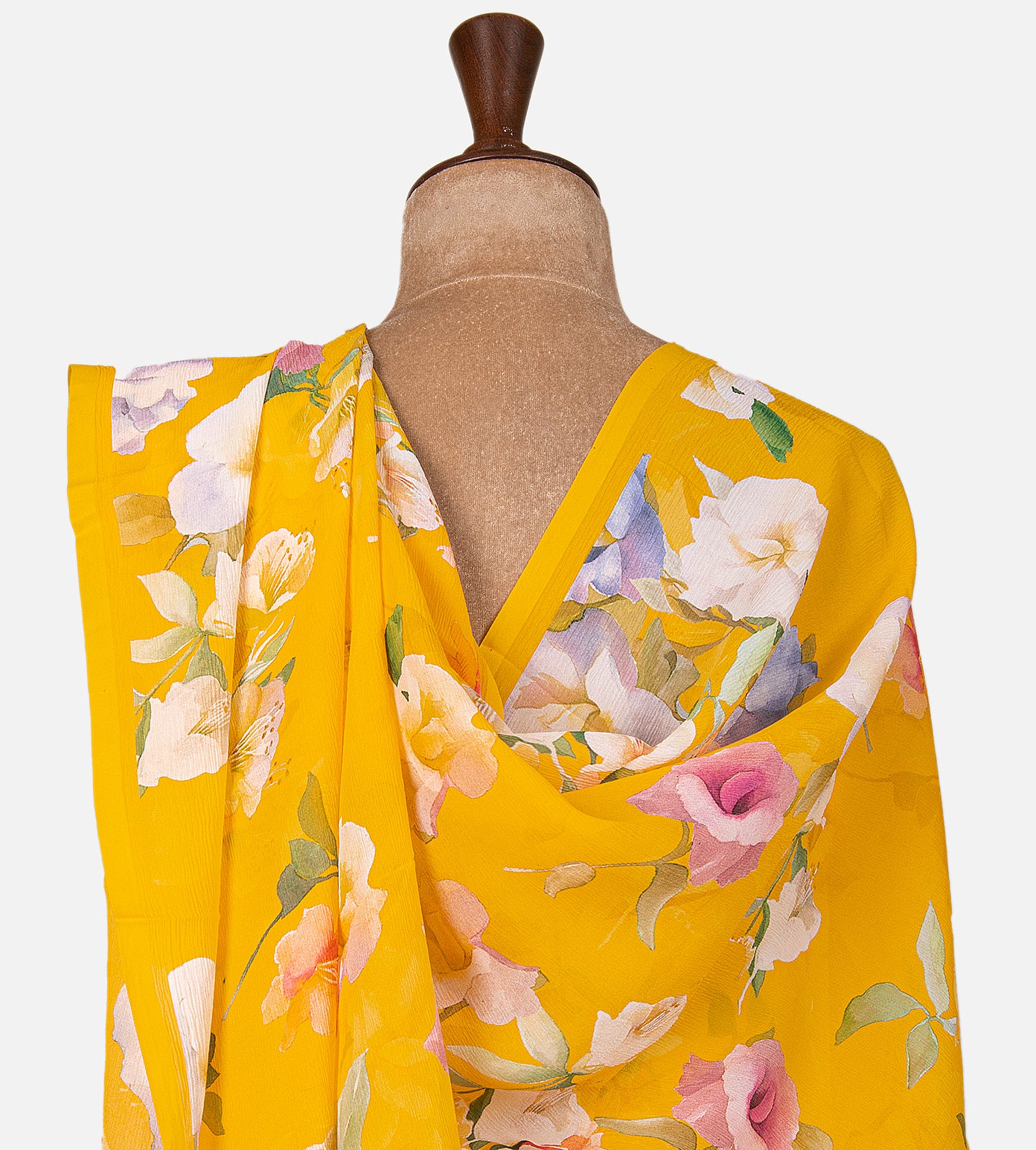 Yellow Chiffon Saree