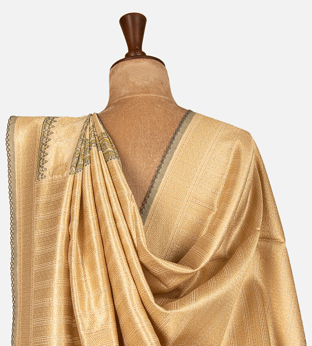 Beige Moonga Tussar Saree