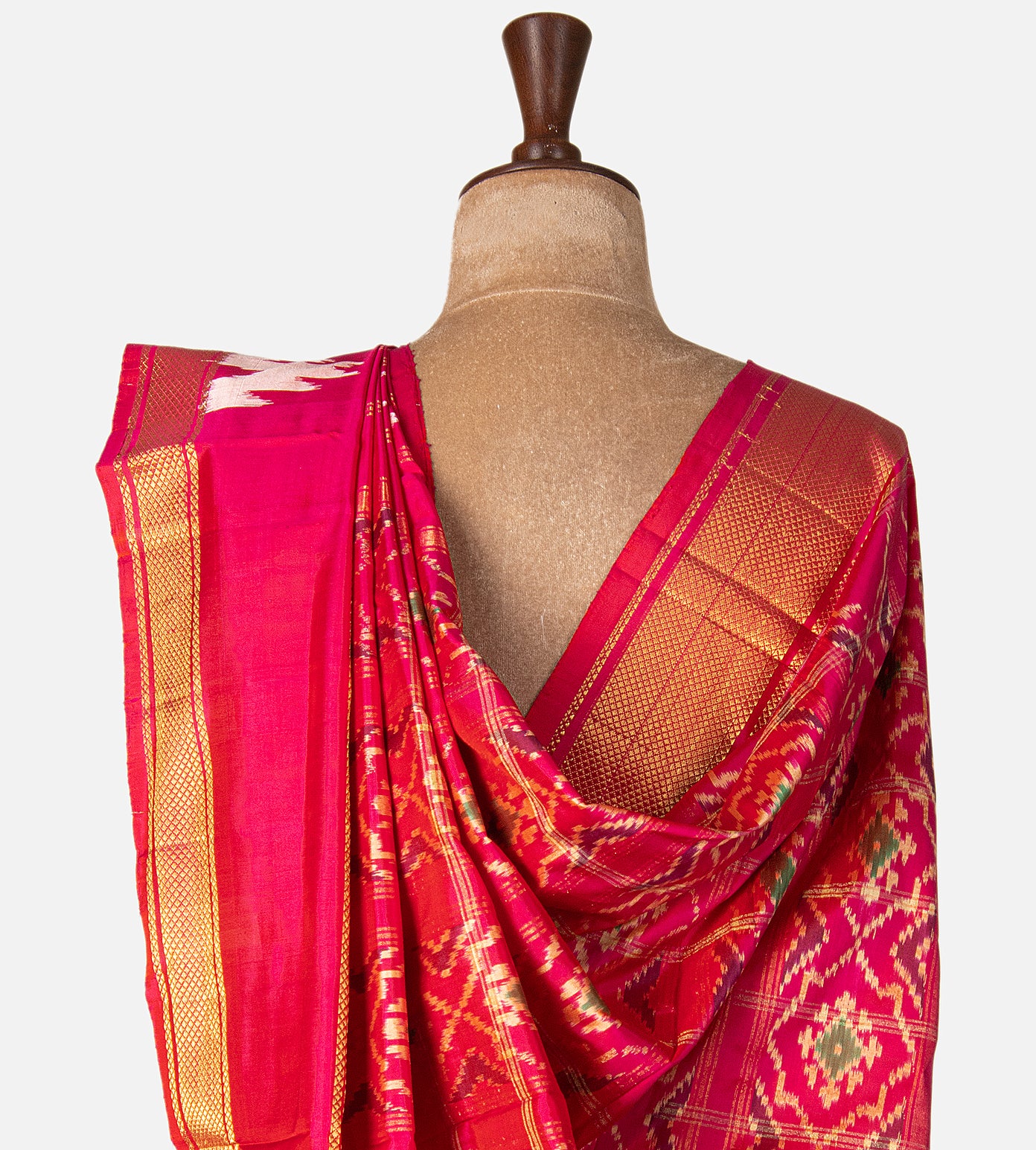 Pink Ikkat Silk Saree