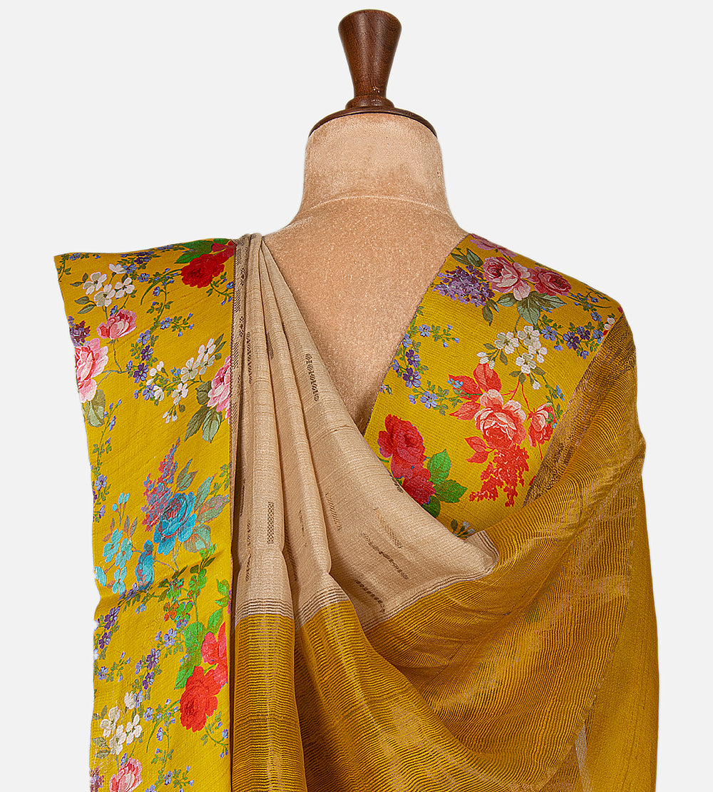 Beige Tussar Saree