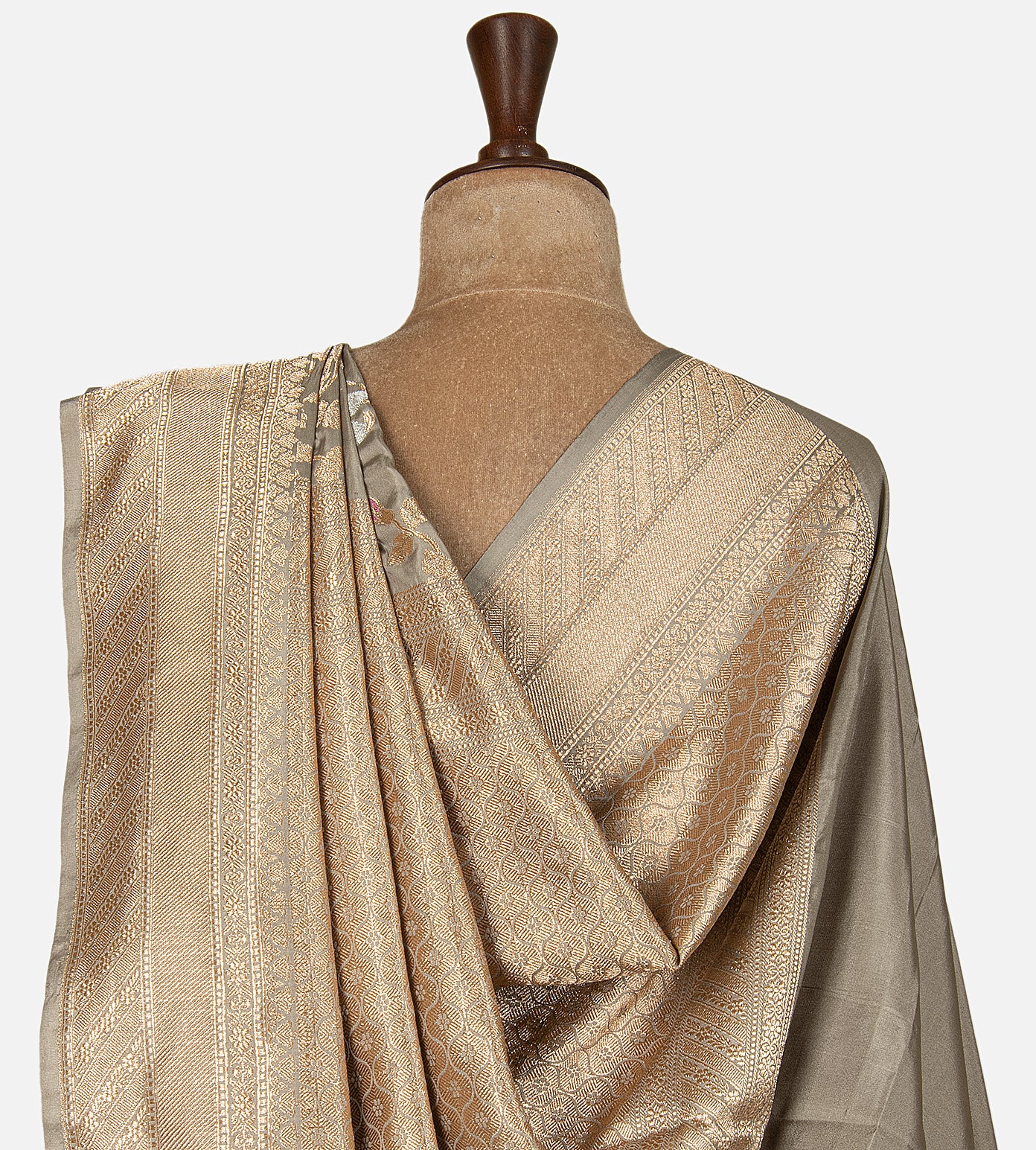 Pastel Grey Banarasi Silk Saree