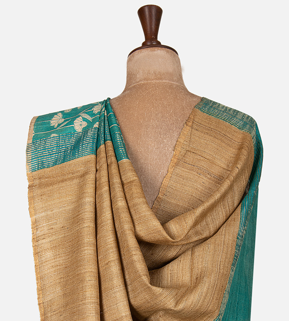 Blue Tussar Saree