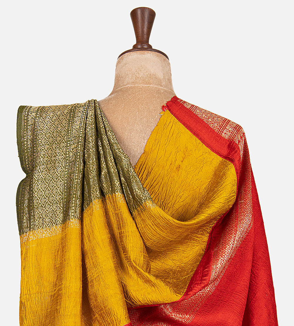 Olive Green Banarasi Tussar Saree