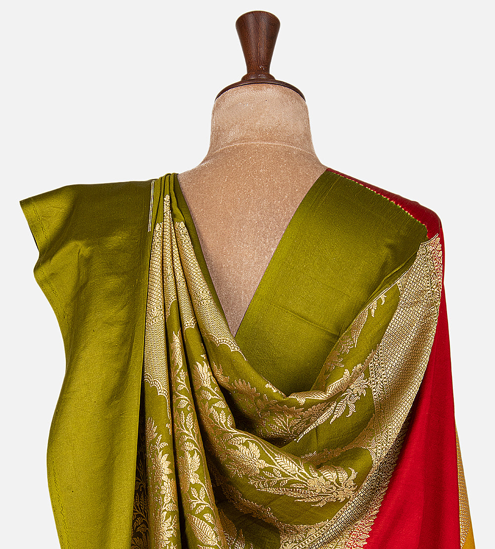 Green  Banarasi Tussar Georgette Saree