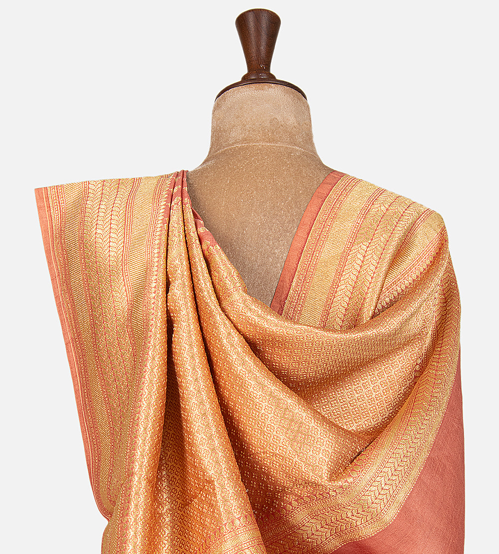 Peach Banarasi Tussar Saree
