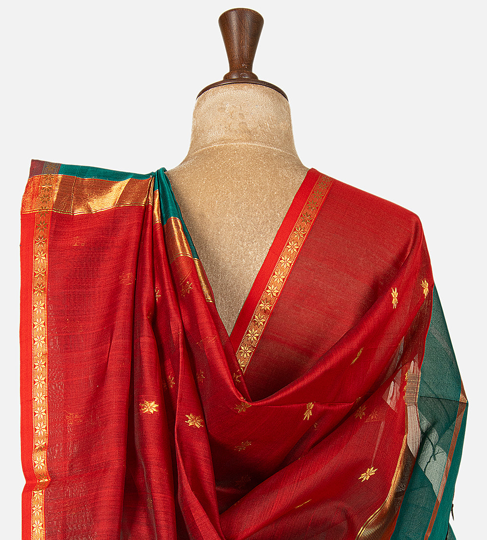 Teal Green Maheshwari Cotton Saree