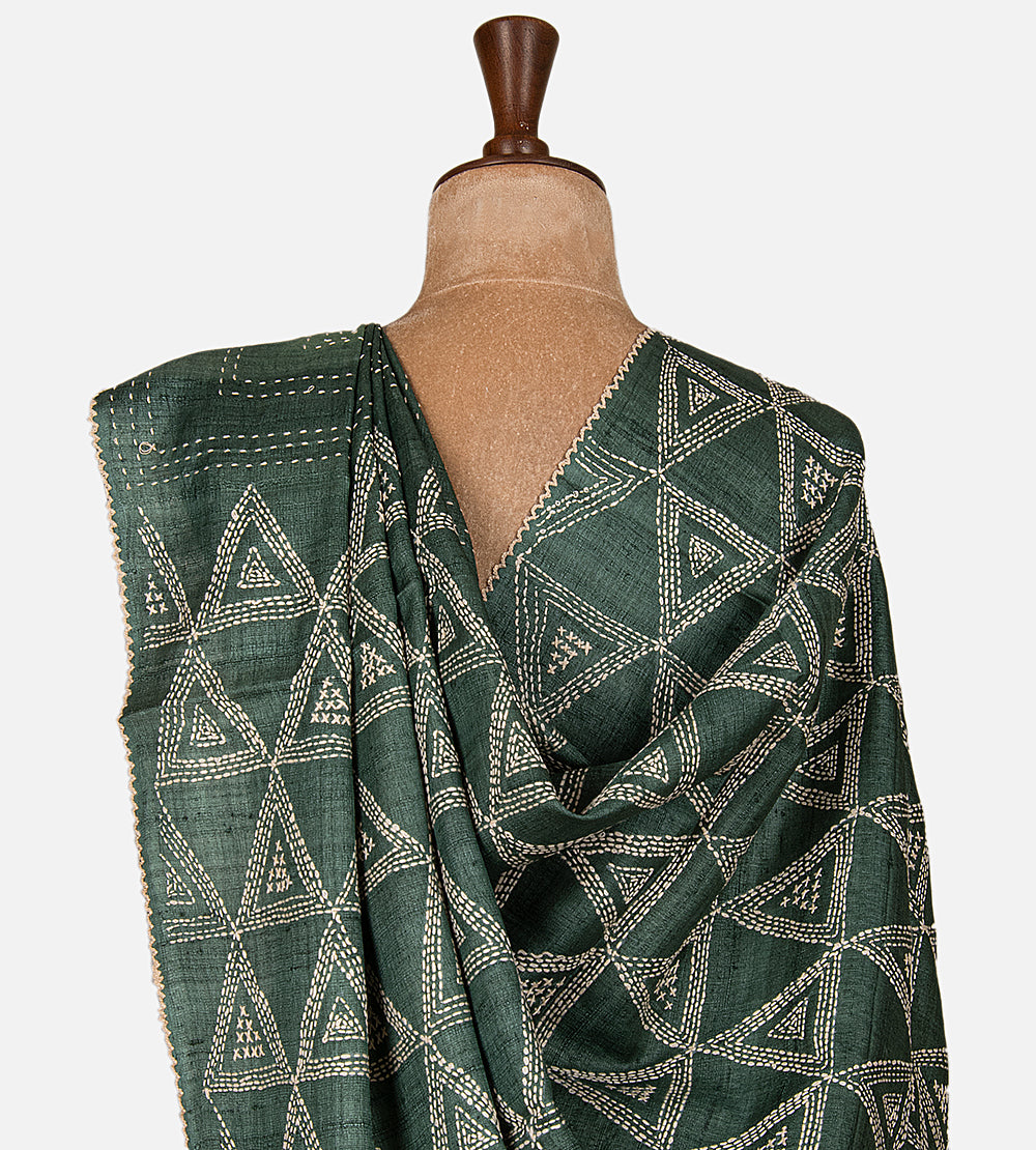 Green Tussar Saree