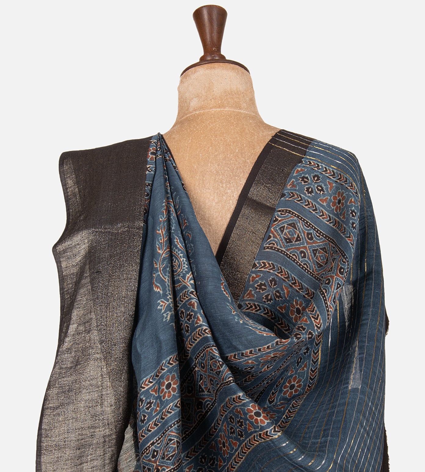 Blue Linen Saree