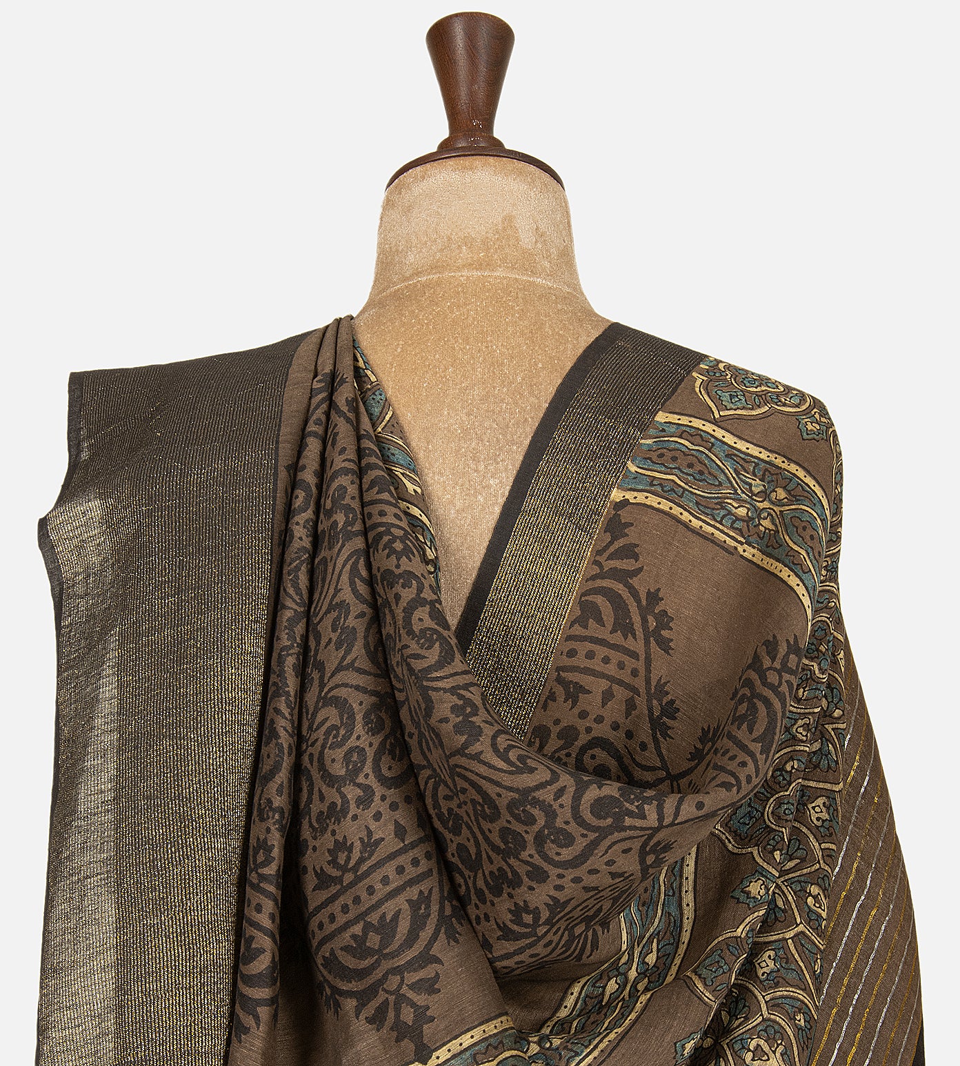 Brown Linen Saree