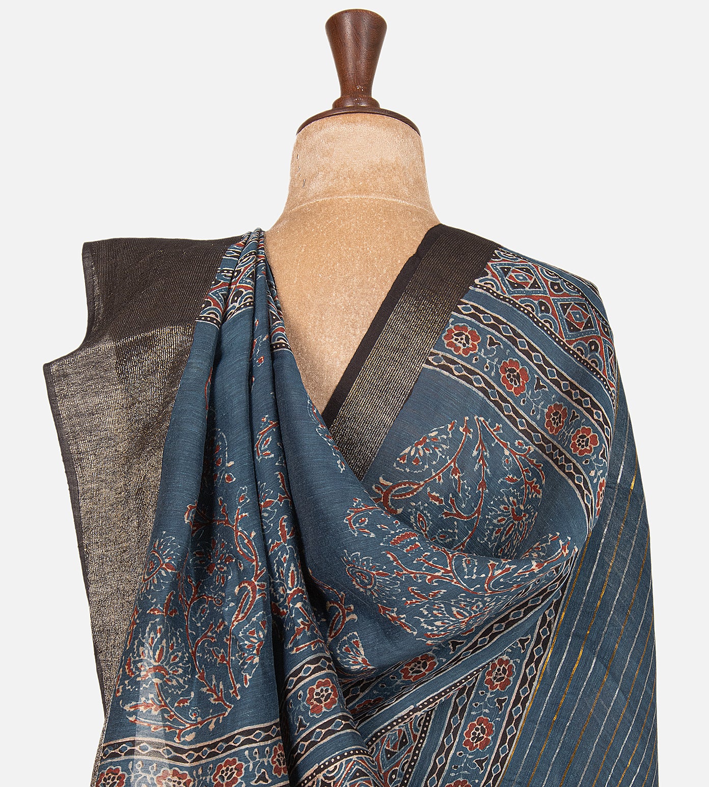 Blue Linen Saree