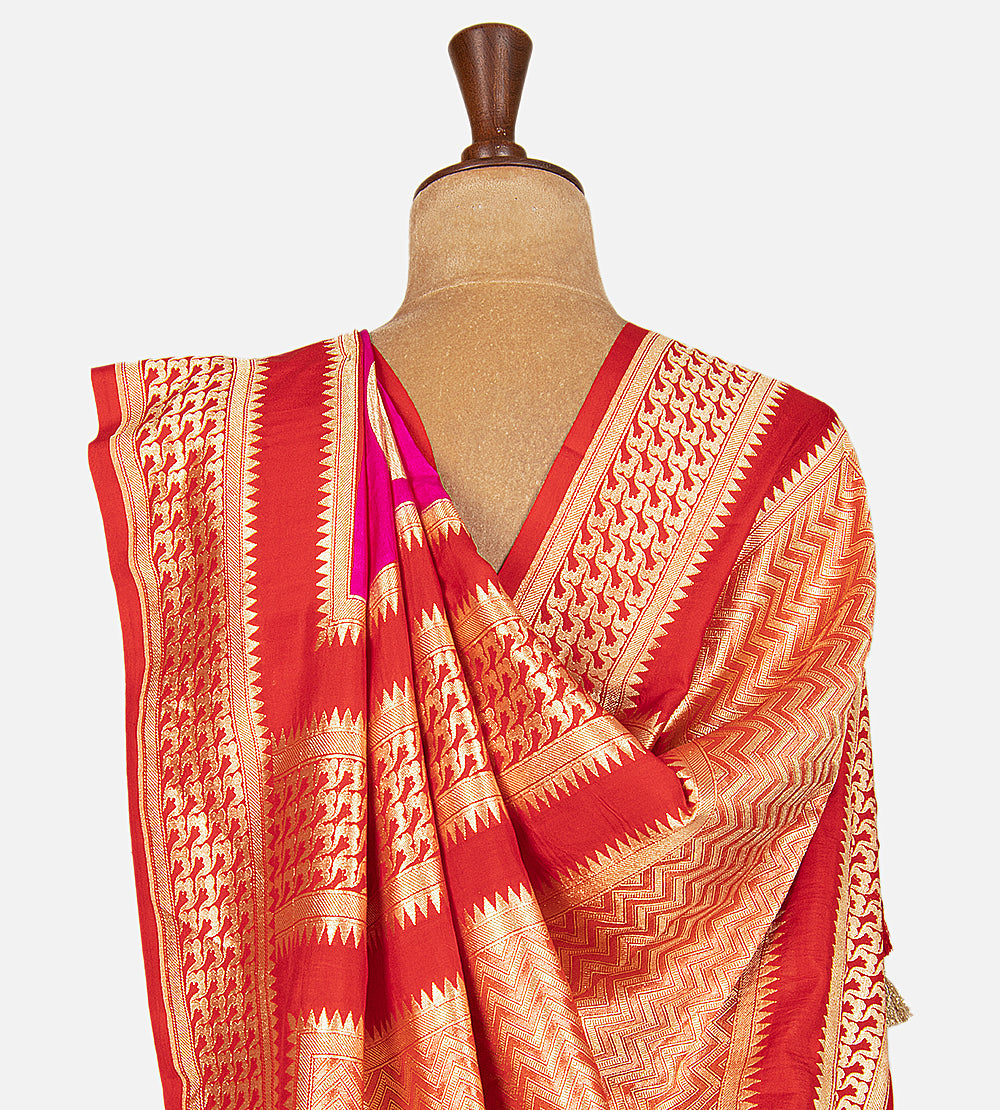 Pink Banarasi Tussar Georgette Saree
