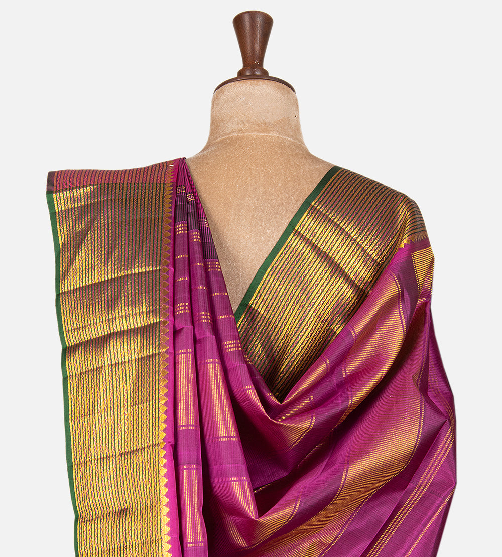 Pink and Black Kanchipuram Silk Saree