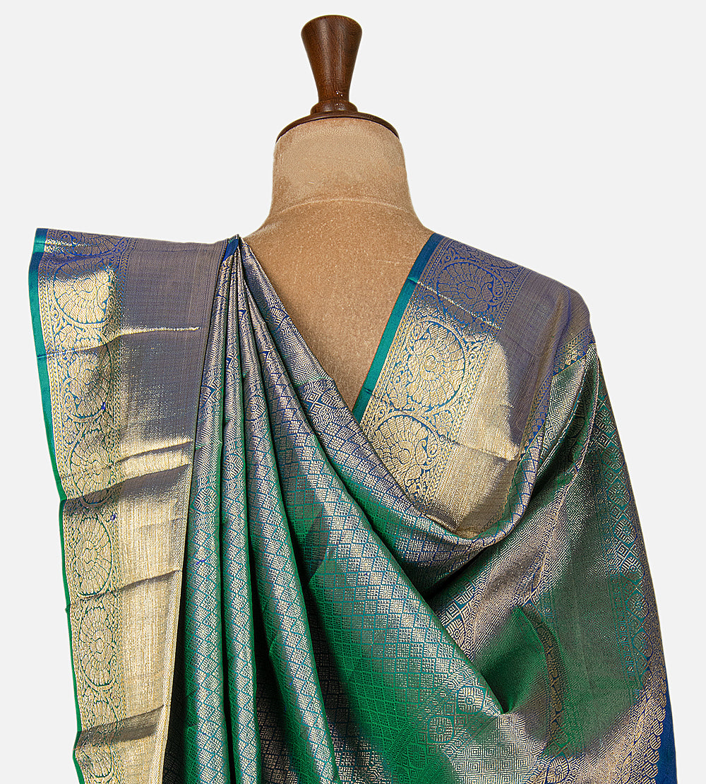 Peacock Blue Kanchipuram Silk Saree