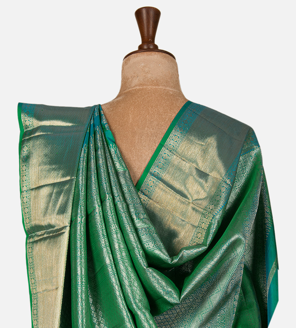 Peacock Blue Kanchipuram Silk Saree