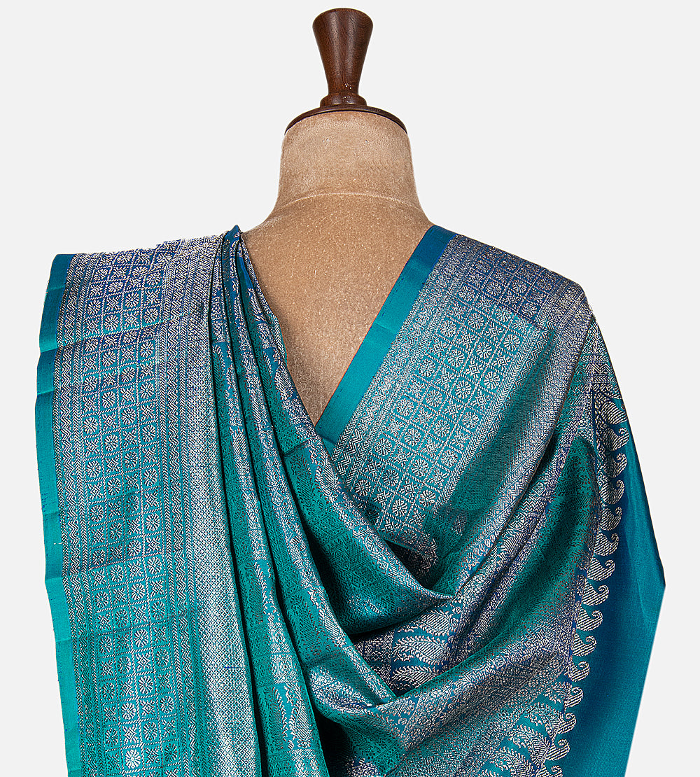 Peacock Blue Kanchipuram Silk Saree