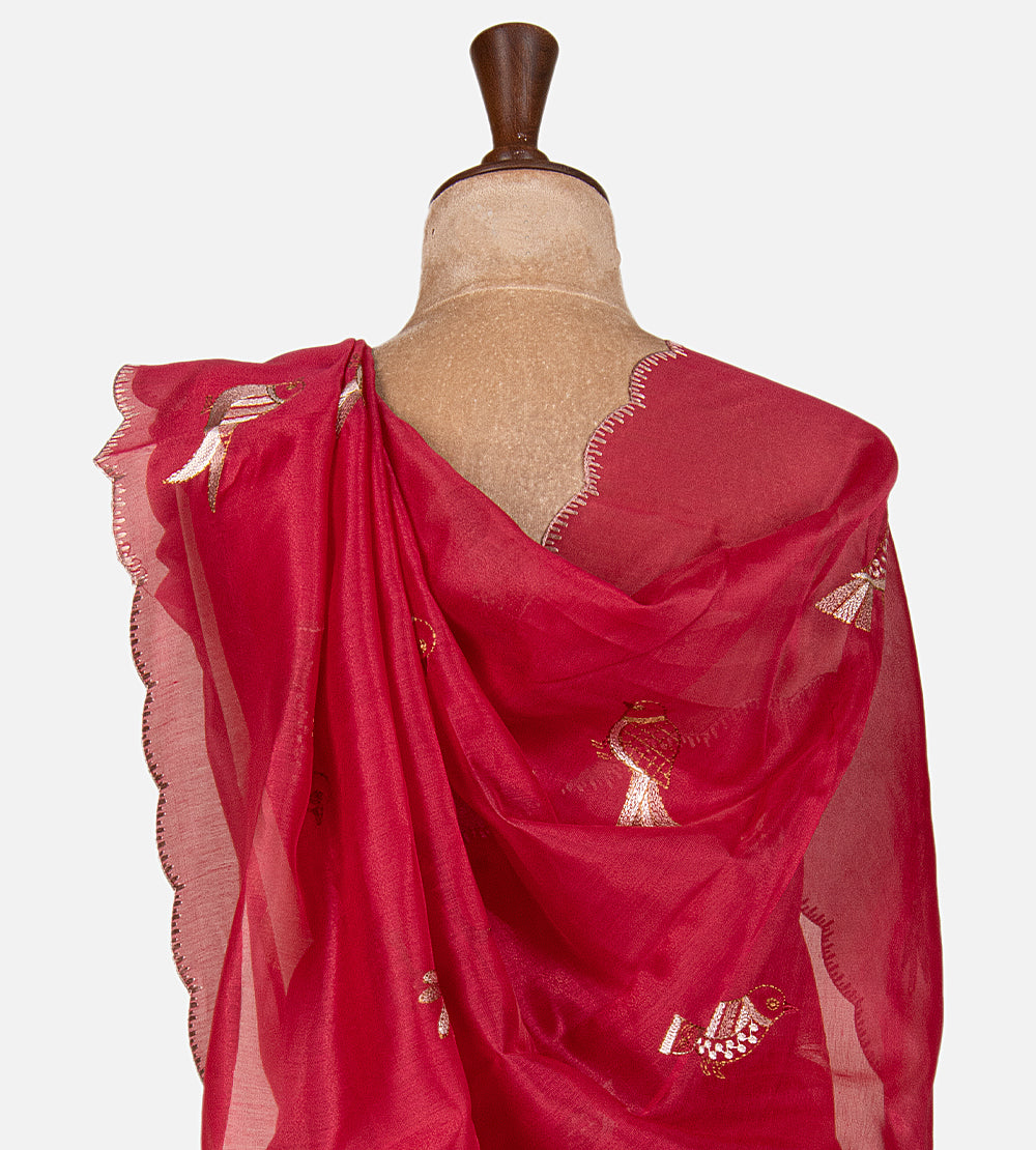 Red Semi Organza Saree