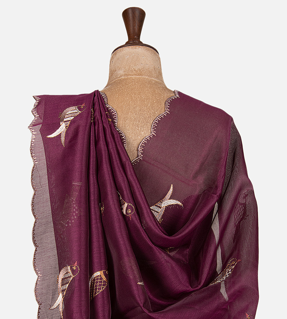 Purple Semi Organza Saree