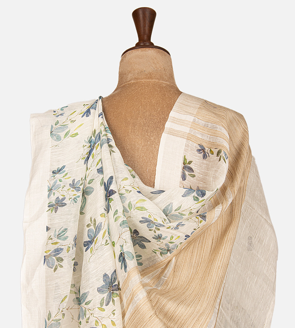 Off-White Linen Saree