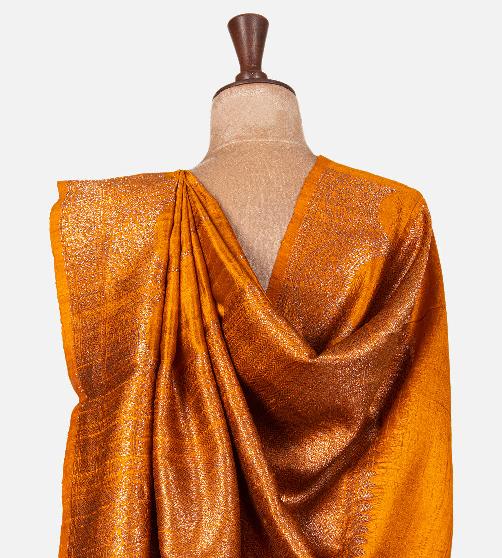 Yellow Banarasi Tussar Saree
