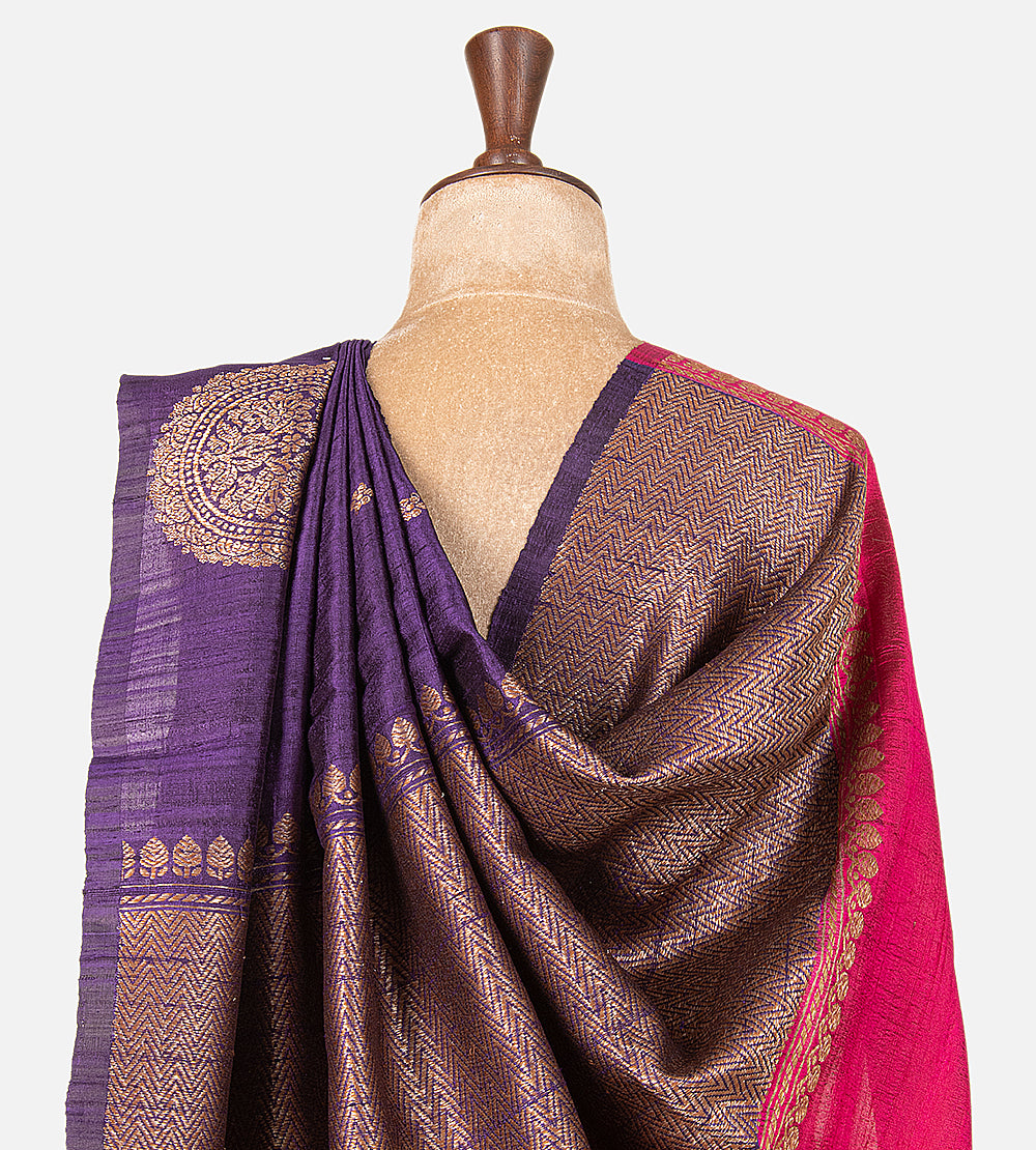 Purple Banarasi Tussar Saree