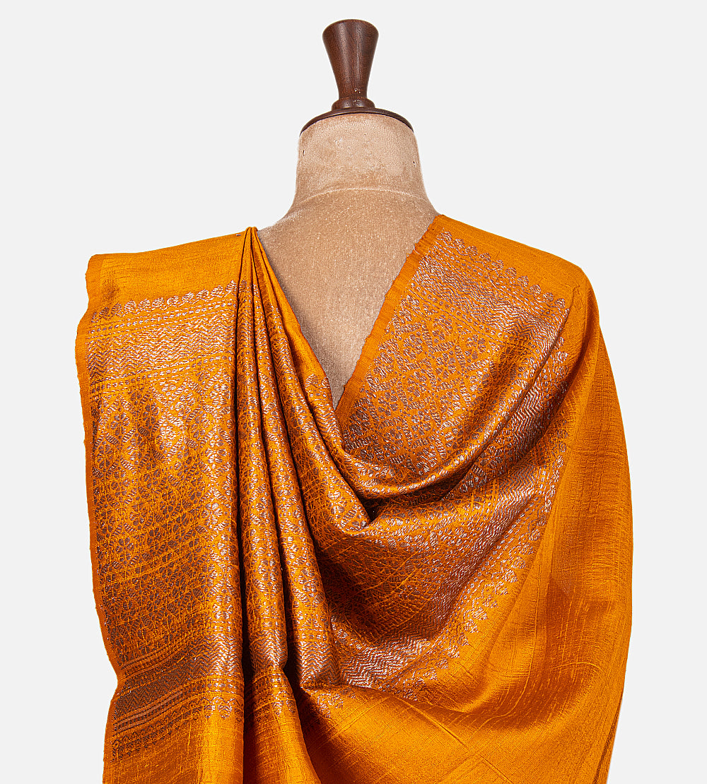 Yellow Banarasi Tussar Saree