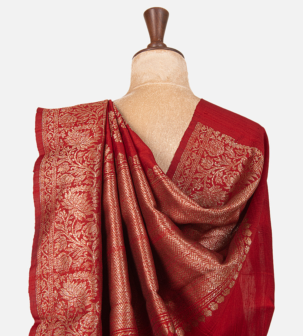 Red Banarasi Tussar Saree
