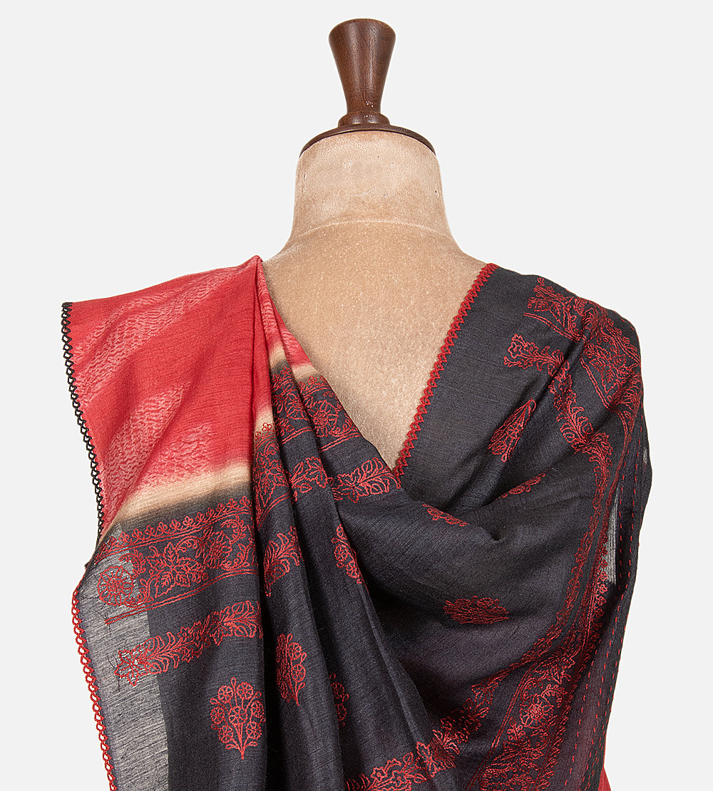 Red Moonga Tussar Saree