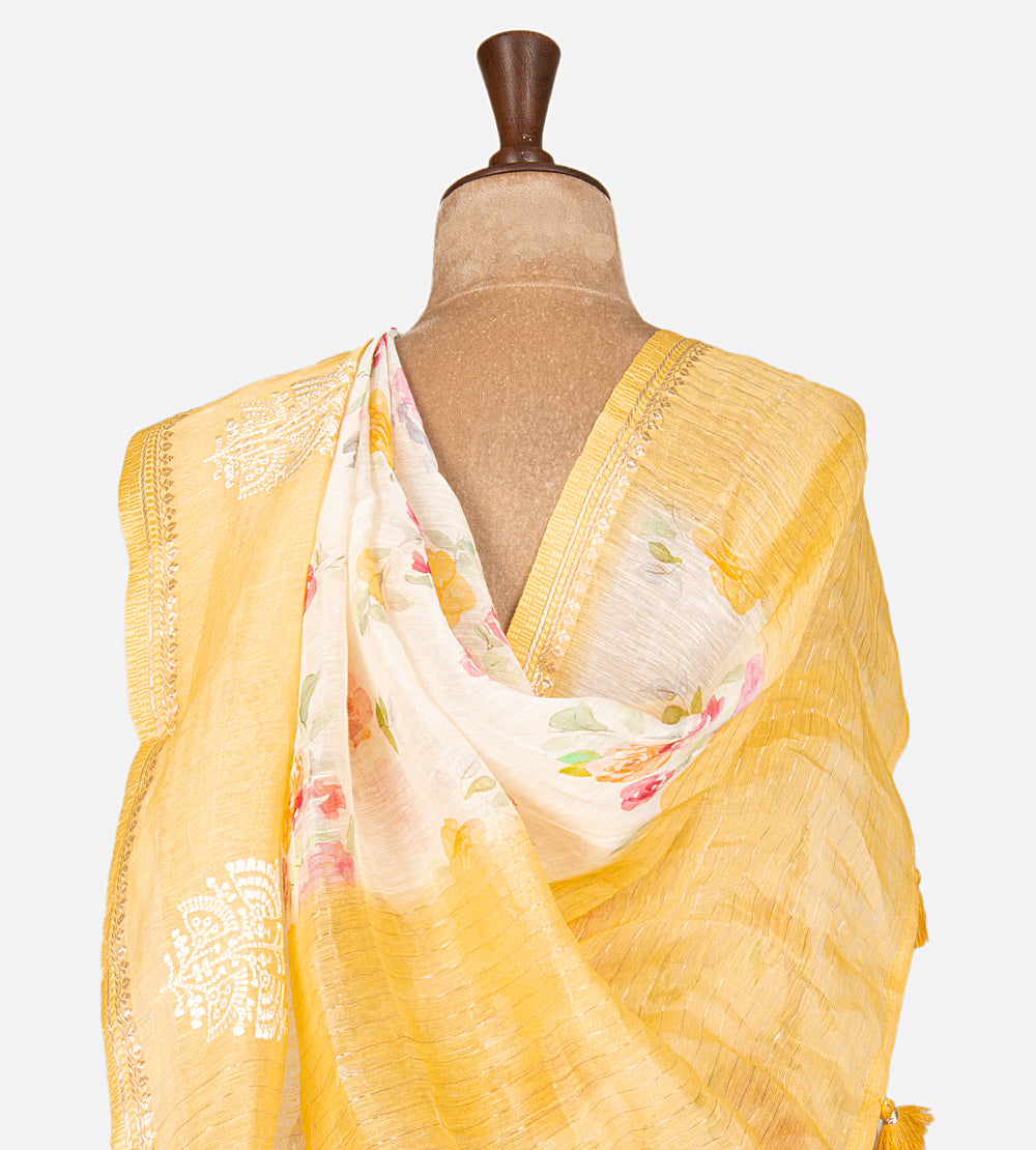 Off-White Linen Saree
