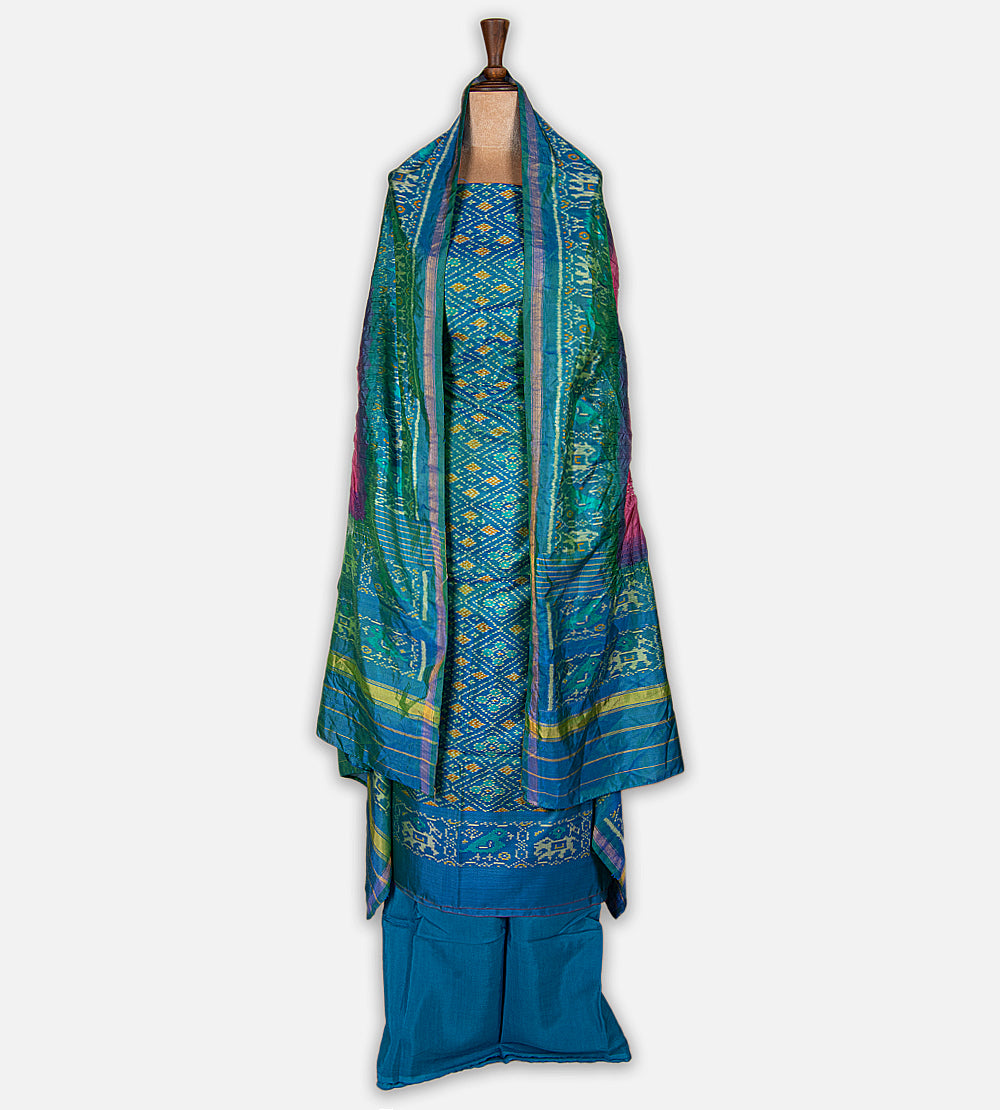Peacock Blue Patola Silk Salwar