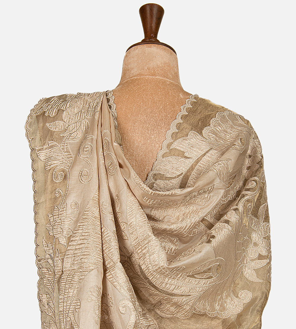 Light Beige Tussar Saree