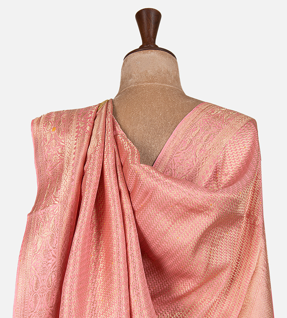 Yellow Banarasi Crepe Saree