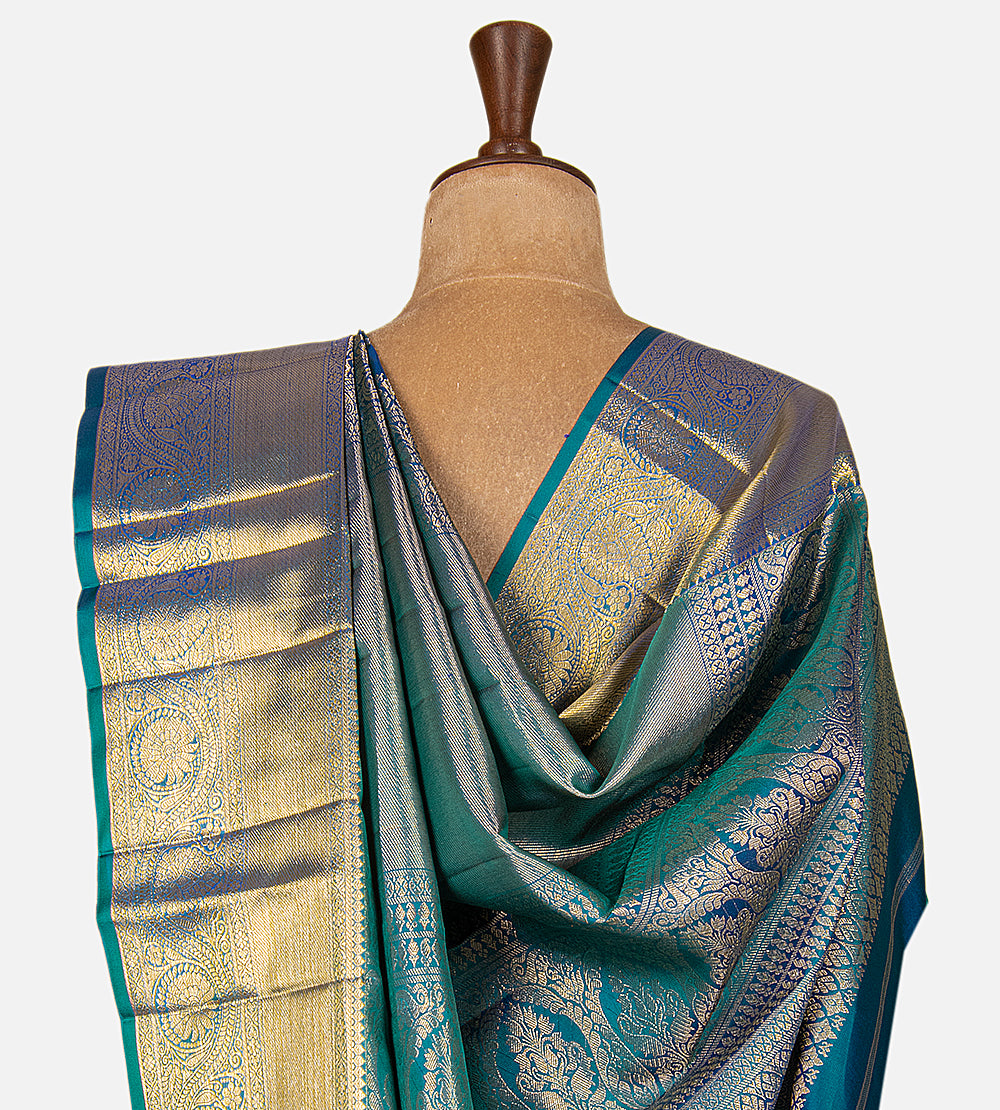 Cobalt Blue and Turquoise Blue Kanchipuram Silk Saree