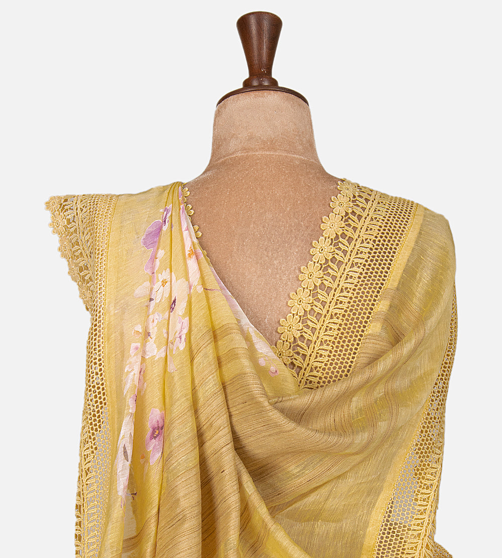 Yellow Linen Saree