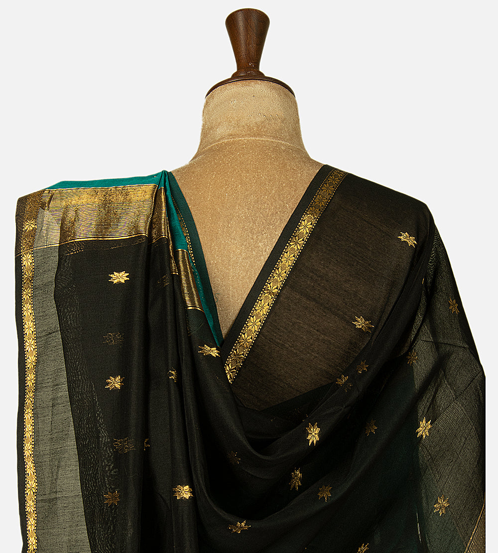 Deep Teal Maheshwari Cotton Saree