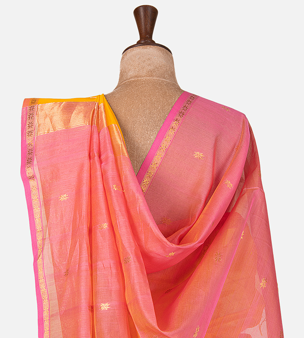 Yellow Maheshwari Cotton Saree