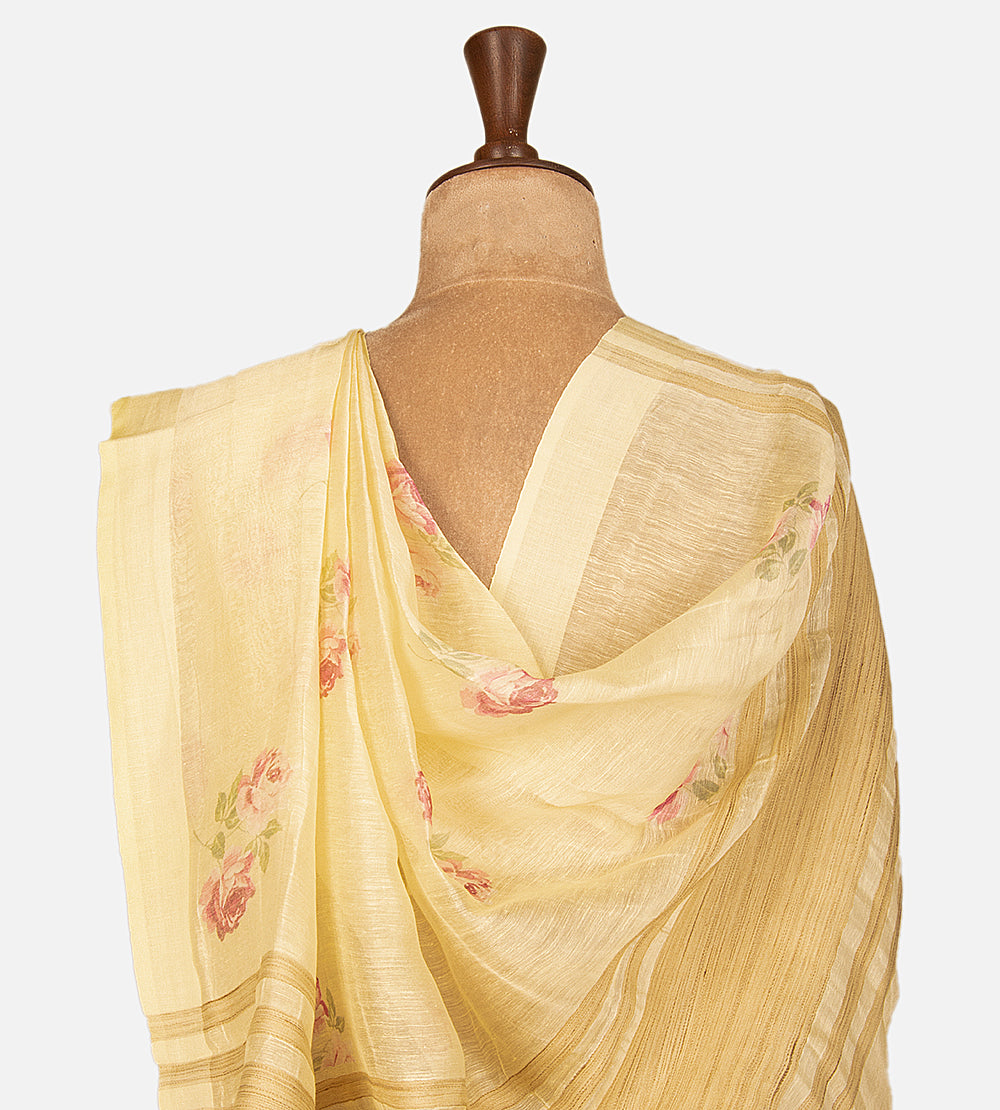 Yellow Linen Saree