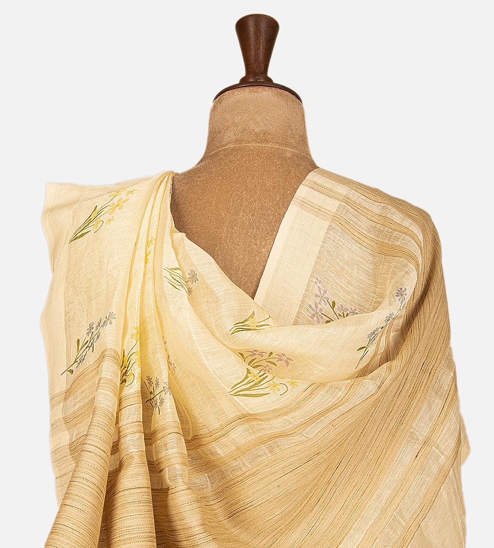 Yellow Linen Saree