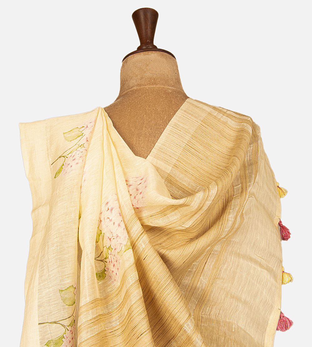 Yellow Linen Saree